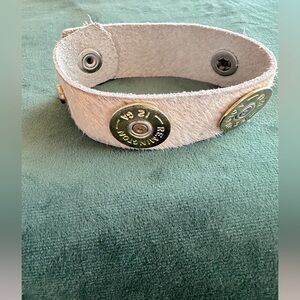 Shotgun shell & cowhide bracelet